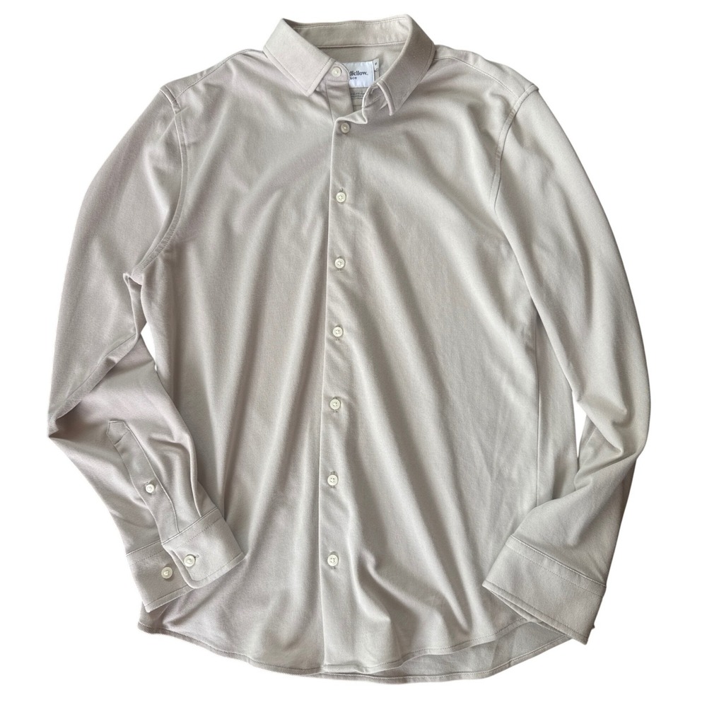 Goodfellow & Co Pique Dress Shirt Men M Taupe Long Sleeve Standard Fit NWT - Picture 3 of 8